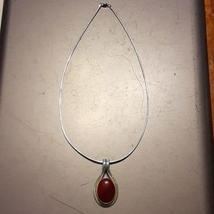 Carnelian pendant on Sterling choker